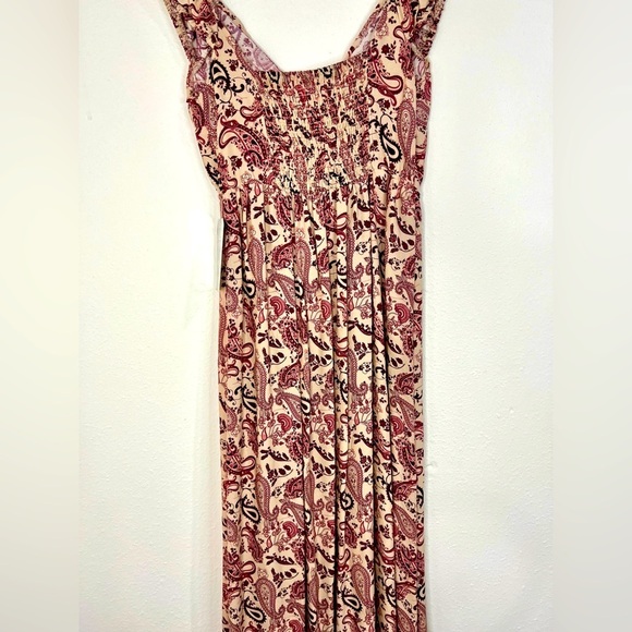 🆕 Justify Pink & Tan Patterned Dress with Front Tie Peak-a-boo - Picture 13 of 15